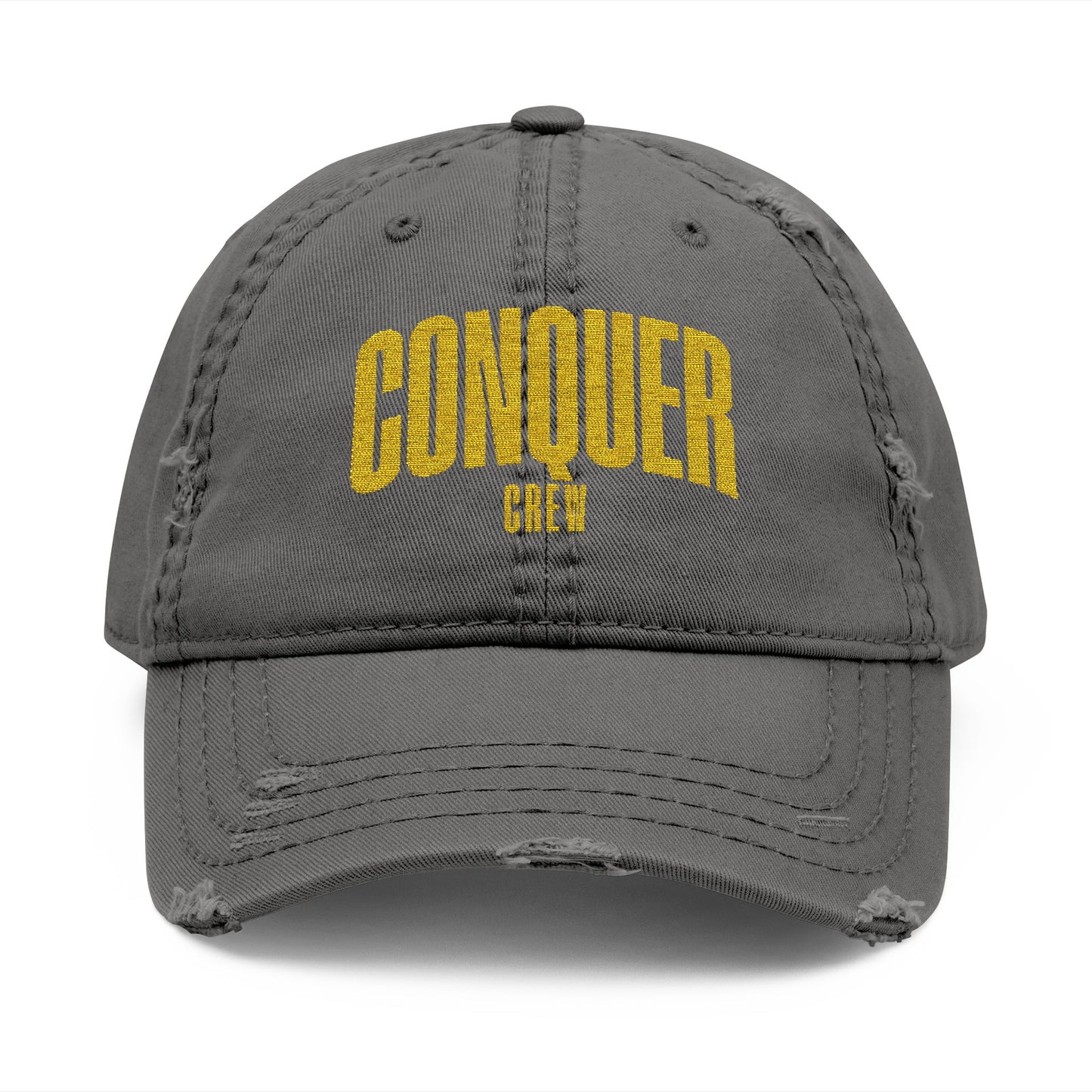 Conquer Crew Distressed Dad Hat - Casual Embroidered Cap