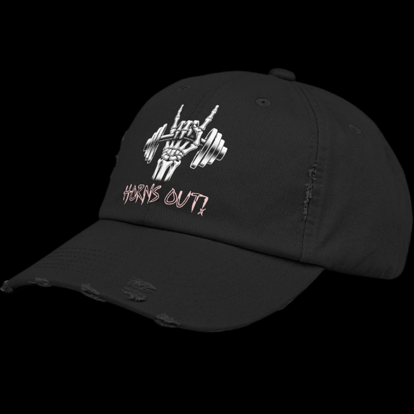 Horns Out Heavy Metal Distressed Cap