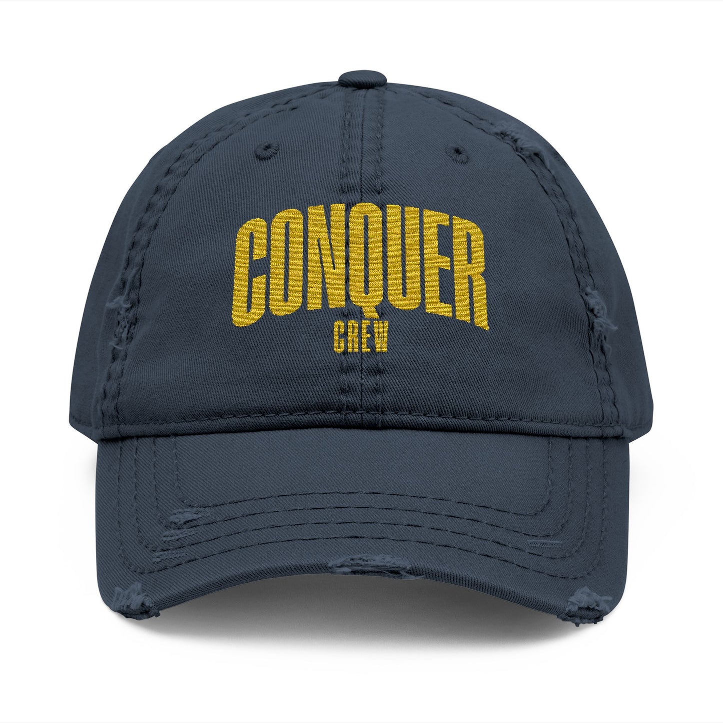 Conquer Crew Distressed Dad Hat - Casual Embroidered Cap