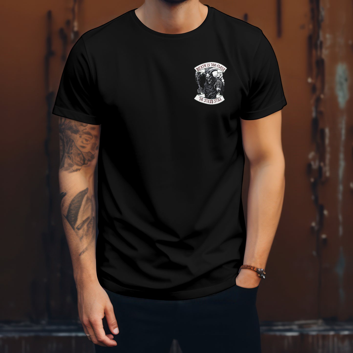 Unisex Softstyle T-Shirt - "Death is Too Close" Graphic Tee for Casual Wear