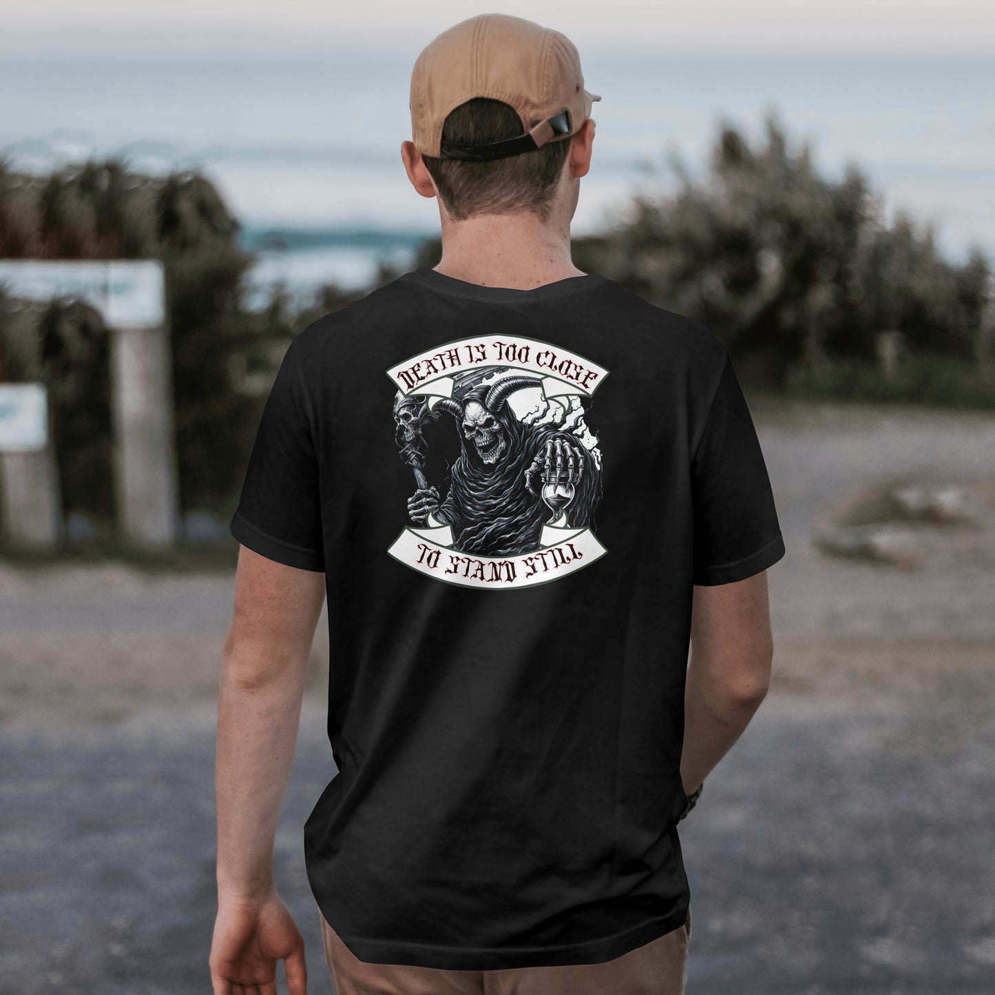 Unisex Softstyle T-Shirt - "Death is Too Close" Graphic Tee for Casual Wear